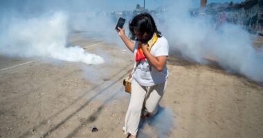 Protesters and federal agents clash during raid at Southern California farm