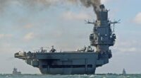 Admiral Kuznetsov aircraft carrier in the English Channel.