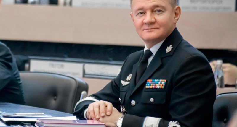 Portrait of Russian transport minister Roman Starovoit.