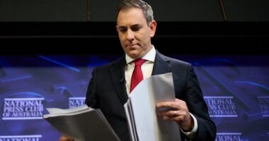Australian Treasurer Jim Chalmers during an address at the National Press Club on 18 June, 2025.