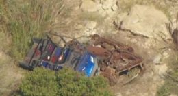 Sophia Hutchins accident site shows wrecked ATV in ravine