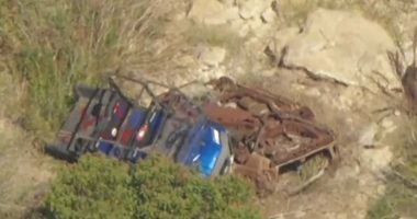Sophia Hutchins accident site shows wrecked ATV in ravine