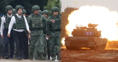 Taiwan conducts live-fire drills with US-made tanks as president looks on