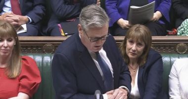 This screen grab of Chancellor of the Exchequer Rachel Reeves, right, crying as Prime Minister Keir Starmer speaks during Prime Minister's Questions in the House of Commons, London, Wednesday July 2, 2025.