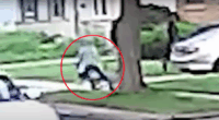 Surveillance footage of a child being kidnapped.