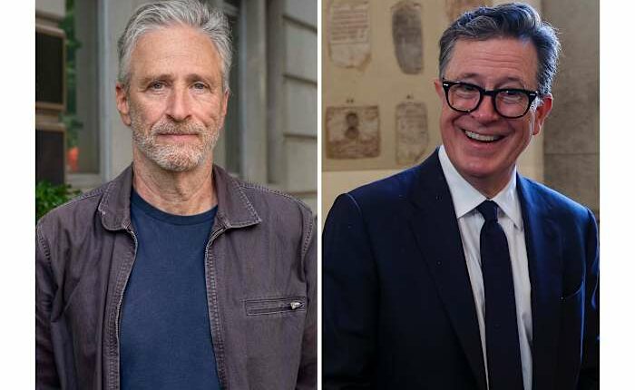 The Paramount comics, Colbert and Stewart, are sharp critics of the '60 Minutes' deal