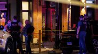 Police officers at a Chicago crime scene.