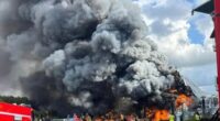 Large fire at the Tomorrowland festival in Boom, Belgium.