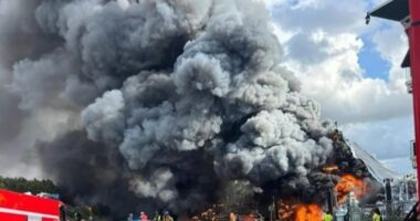 Large fire at the Tomorrowland festival in Boom, Belgium.