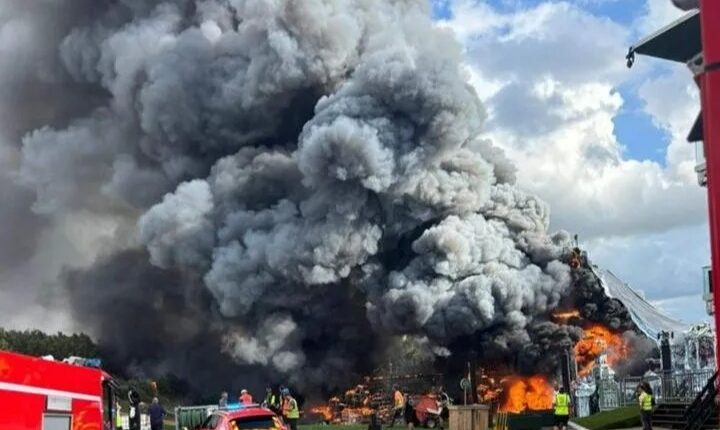Large fire at the Tomorrowland festival in Boom, Belgium.