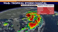 Tropical Storm Chantal forecast to bring heavy rain to the Carolinas