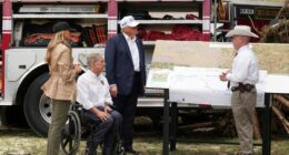 President Donald Trump arrived Friday in Texas for a firsthand look at the devastation from the state's catastrophic flooding, but he has remained conspicuously quiet about his previous promises to do away with the federal agency in charge of disaster relief.