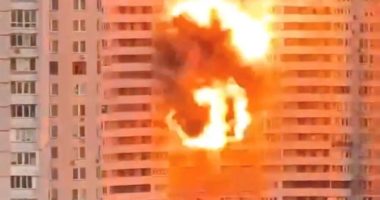 Drone explosion near Kyiv residential building.