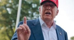 Donald Trump speaking and gesturing.
