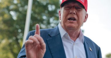 Donald Trump speaking and gesturing.