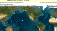 Map of tsunami advisory showing magnitude 8 earthquake location and affected areas.