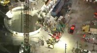 First responders at a collapsed tunnel site.