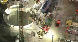 First responders at a collapsed tunnel site.
