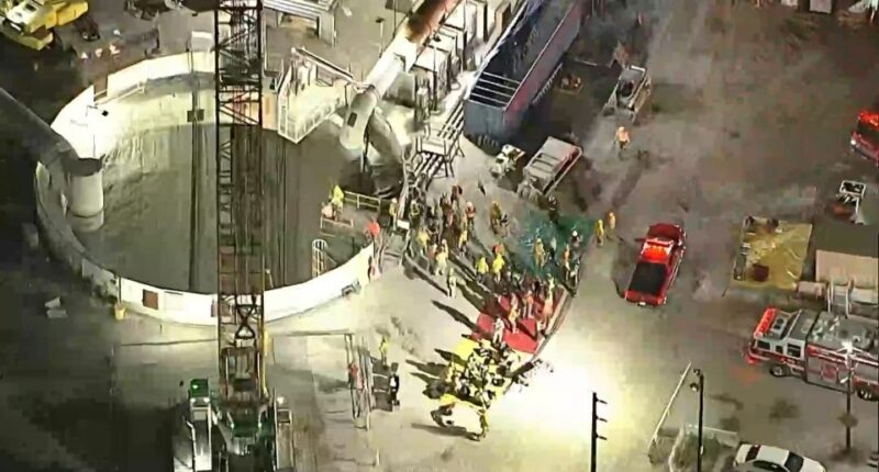 First responders at a collapsed tunnel site.