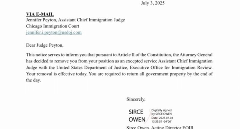 US immigration news: Donald Trump's Department of Justice fires Chicago Assistant Chief Immigration Judge Jennifer Peyton
