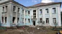 Damaged nursery school in Kyiv, Ukraine, after a missile and drone attack.