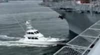 Unbelievable moment boozy boat captain slams into US warship