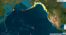 This map shows the areas under a tsunami warnings and watches following a historic earthquake in Russia on July 29, 2025. (National Weather Service)