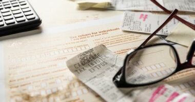Receipts and a tax return.