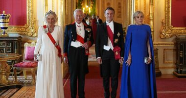 Winking Macron bonds with Kate as Jagger and Elton join banquet