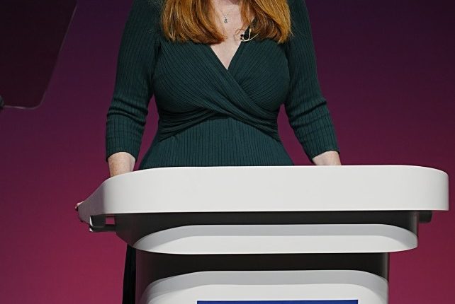 Angela Rayner speaking at the Local Government Association annual conference.