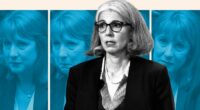 Montage shows CBI head Rain Newton-Smith against a backdrop of a tearful chancellor Rachel Reeves in parliament