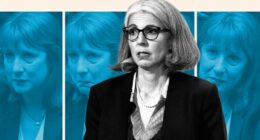 Montage shows CBI head Rain Newton-Smith against a backdrop of a tearful chancellor Rachel Reeves in parliament