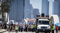 Anti-ICE Protesters Block 6th Street Bridge in Downtown Los Angeles