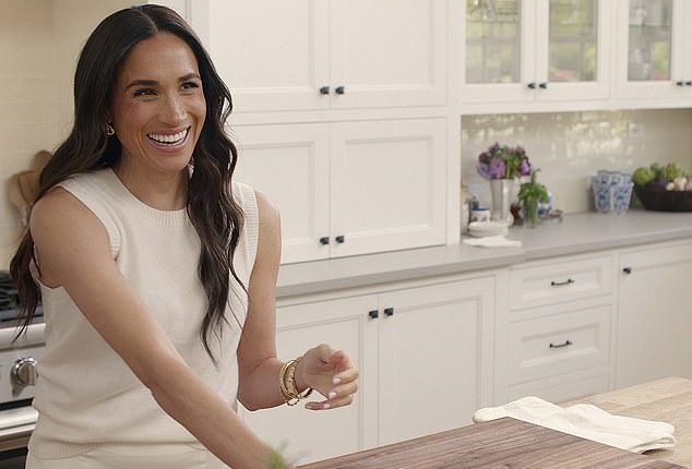 Meghan Markle on the set of her Netflix series With Love, Meghan. On the show the Duchess of Sussex was joined by an array of celebrity guests who the duchess cooked with