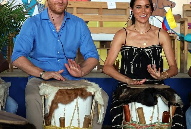 On the third day of the Sussexes' quasi-royal tour of the country in August 2024, Prince Harry and Meghan Markle visited a lively African drumming school in a suburb of the port city of Cartagena