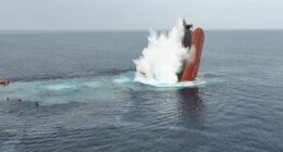 Houthis blow up second cargo ship in a week and share shocking footage of blast - as rescue crews scour seas for survivors