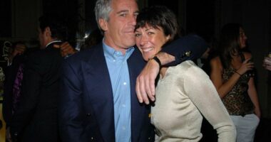 Jeffrey Epstein embracing Ghislaine Maxwell