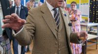 The King (pictured) has been spotted knocking back a glass of whisky in Scotland on Thursday, during a visit to Campbeltown