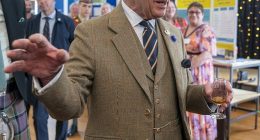 The King (pictured) has been spotted knocking back a glass of whisky in Scotland on Thursday, during a visit to Campbeltown
