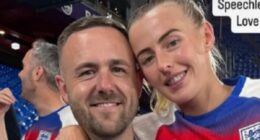 Lioness heroine Chloe Kelly celebrates with 'speechless' husband Scott after star's dazzling Euro penalty shootout win