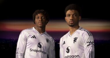 Man United unveil striking new lilac away kit - and reveal inspiration from iconic 1990s 'snowflake' strip