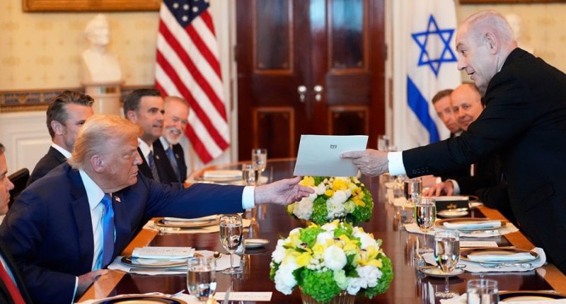 Netanyahu presents Trump with letter nominating him for Nobel Peace Prize