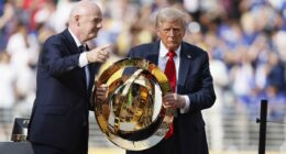New footage shows Donald Trump taking a Club World Cup winners' MEDAL as his gatecrashing escalates as it emerges he's keeping the original trophy in the Oval Office