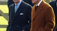 Charles with Philip on Christmas morning in December 2003. Philip allegedly felt Charles lacked the 'dedication necessary to make a good king'