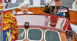 Queen Elizabeth II and Prince Philip wave to onlookers during a pageant in celebration of the Queen's Diamond Jubilee along the River Thames in June 2012. Philip ended up in hospital after he refused to sit down during Queen Elizabeth II's Diamond Jubilee celebrations due to fears he would look like 'Mr Beckham'