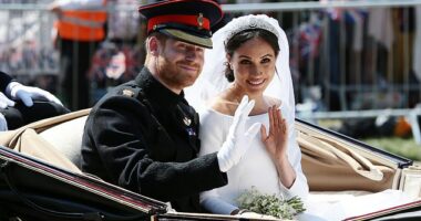 Prince Harry and Meghan Markle on their wedding day. Even before they  had walked down the aisle some eagle-eyed observers were already predicting the drama that would follow the nuptial