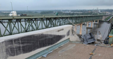 VIDEO: Tractor-Trailer Cab Plunges off Delaware Memorial Bridge
