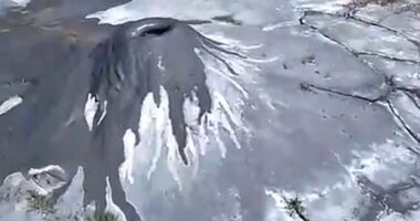A 60cm-tall mud volcano in Cusco, Peru.