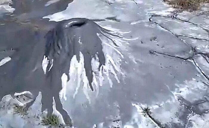 A 60cm-tall mud volcano in Cusco, Peru.
