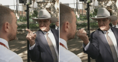 Bob Katter threatens a 9News journalist.